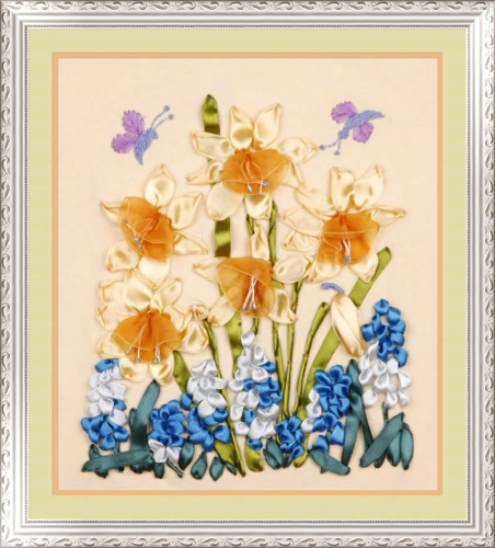 Набор для вышивки лентами Нарциссы и мускари   - фото товара