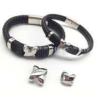 Бусины 5х3 мм для плоских браслетов Перекрестие Сталь  - купить для кожевенного хобби