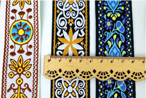 Лента текстильная 38 мм Вышивка Цветочки  3812-11 - фото товара фото 4