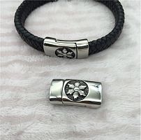 Замок 12х6 мм для плоских браслетов Снежинка  - купить для кожевенного хобби