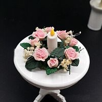 Цветы в венке со свечой для кукольного дома 1:12  - купить для кожевенного хобби