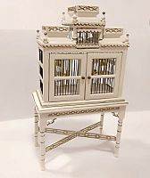 Миниатюра для кукол Клетка для птиц Белая с позолотой  - купить для кожевенного хобби