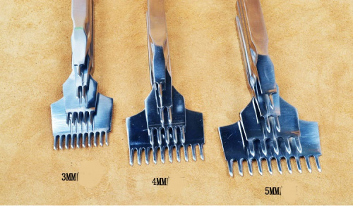 Пробойники строчные ромбовидные 3-6 мм полированная сталь Набор 1+2+5+10 фото 5