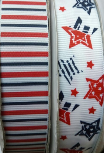 Лента репсовая 25 мм принт Зведочки и полоска