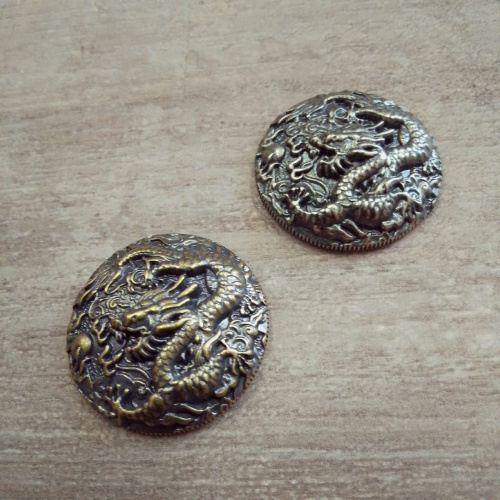 Кончо для кожаных изделий 32 мм Китайский дракон Латунь фото 5 Кончо для кожаных изделий 32 мм Китайский дракон Латунь фото 5