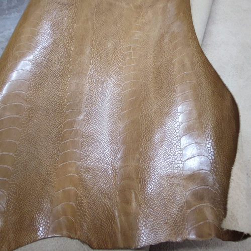 Кожа КРС 1,0 мм с тиснением Страус светлый фото 3