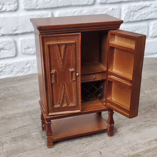 Миниатюра для кукол Шкаф-бар для вина Орех  D SCV_01 - фото товара фото 2