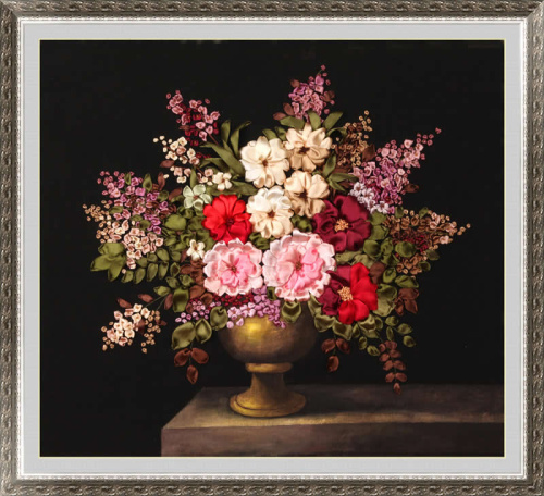 Набор для вышивки лентами Цветы в вазе   - фото товара