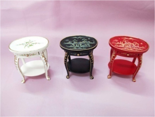 Миниатюра для кукол Столик овальный Золото и роспись фото 2 Миниатюра для кукол Столик овальный Золото и роспись фото 2