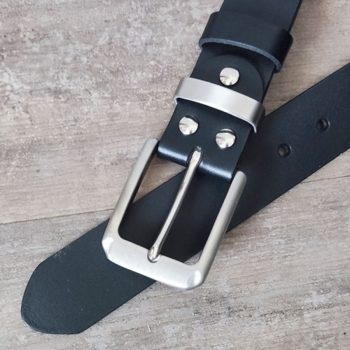 Ремень кожаный 38 мм толщ. 3.7 мм пряжка / шлевка стальная Черный  RS 71 - фото товара фото 7