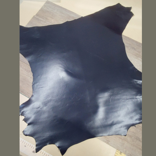 Кожа козы (шевро) 0,8 мм Черно-синий глянцевый Conceria Bonaudo Италия фото 2