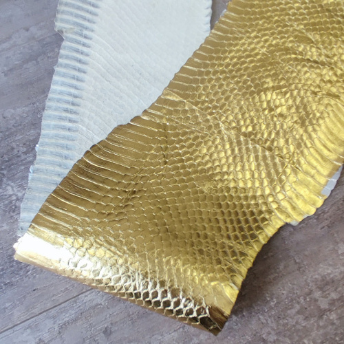 Кожа змеи натуральная 0,3 мм Золото  PIton04 - фото товара фото 2