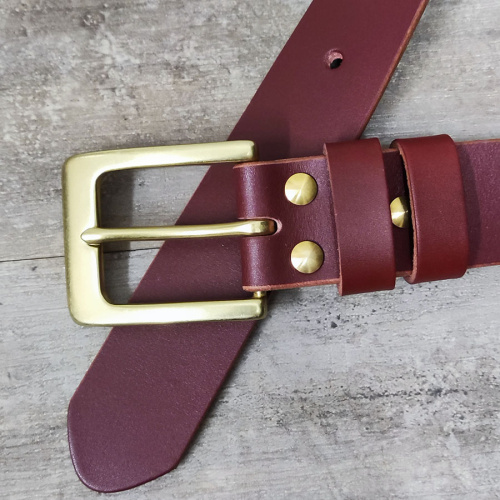 Ремень кожаный 38 мм толщ. 3.8 мм пряжка латунная Красно-коричневый  RL 4032 - фото товара фото 3
