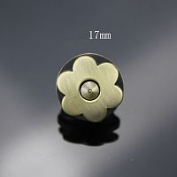 Застежка магнитная зажимная 17 мм Цветок бронза  - купить для кожевенного хобби