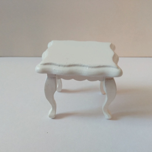 Столик деревянный для кукол Белый / Орех Миниатюра 1:12 фото 4