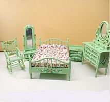 Спальный гарнитур для кукол Салатный Миниатюра 1:12  - купить для кожевенного хобби