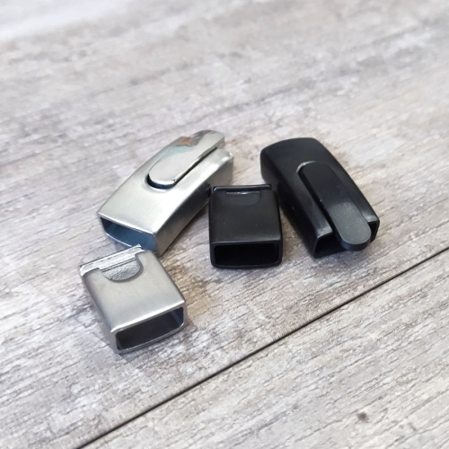 Замок 12х6 мм для плоских браслетов с кнопкой Сталь фото 8 Замок 12х6 мм для плоских браслетов с кнопкой Сталь фото 8