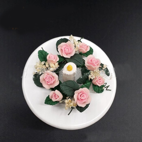 Цветы в венке со свечой для кукольного дома 1:12  KP Z013 - фото товара фото 2