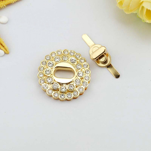 Застежка декоративная для сумки Круглая со стразами фото 2