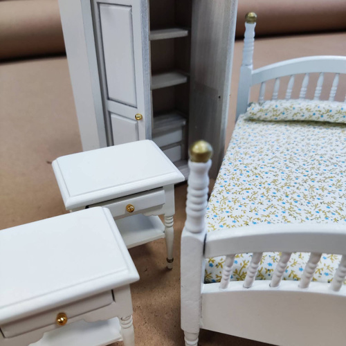 Спальный гарнитур для кукол 6 предметов Махагон/Белый фото 7