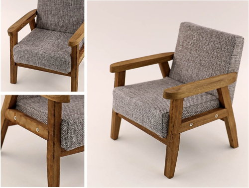 Кресло для кукол Минимализм Серый / Беж / Красный Миниатюра 1:6 фото 3 Кресло для кукол Минимализм Серый / Беж / Красный Миниатюра 1:6 фото 3