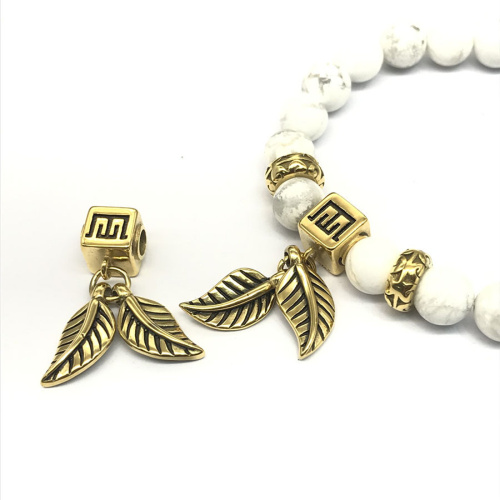 Бусина 4 мм для круглых браслетов Листья Сталь  BR-B178 - фото товара фото 2