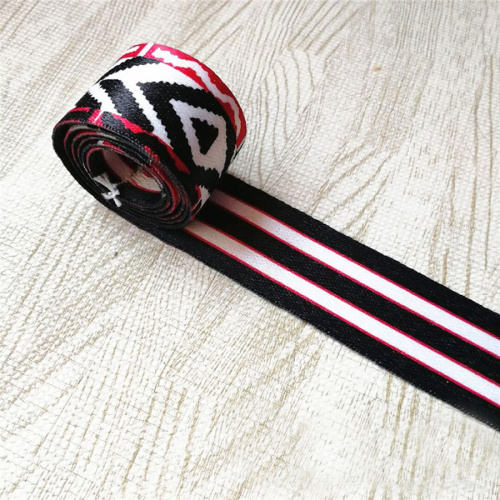 Лента ременная 38 мм Черно-красный орнамент пэ  LRP_38BROR - фото товара фото 3