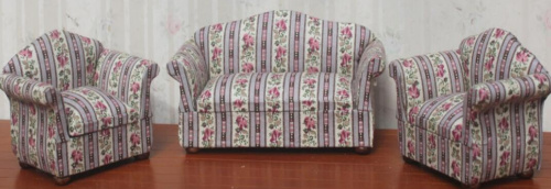 Мягкая мебель для кукол Обивка цветы и полоска | Галерея фото | Pava.pro Мягкая мебель для кукол Обивка цветы и полоска - фото товара