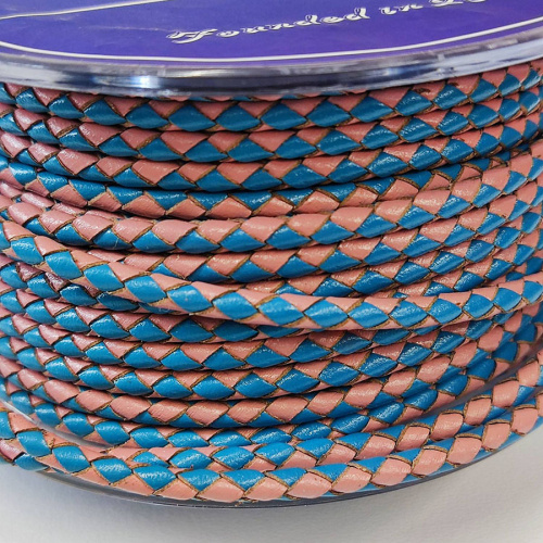 Шнур кожаный круглого сечения 3 мм плетеный Двухцветный LC  LC 32 - фото товара фото 7