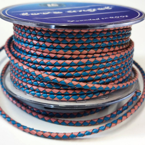 Шнур кожаный круглого сечения 3 мм плетеный Двухцветный LC  LC 32 - фото товара