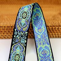 Лента текстильная 38 мм Вышивка Бирюза  - купить для кожевенного хобби