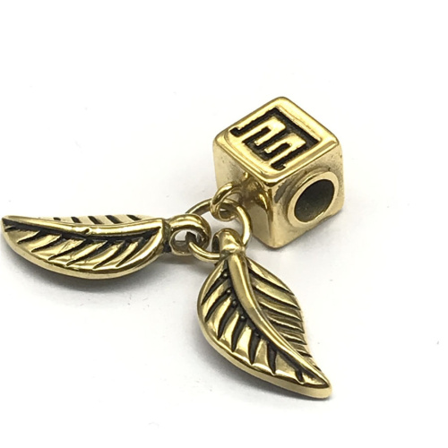 Бусина 4 мм для круглых браслетов Листья Сталь  BR-B178 - фото товара фото 3