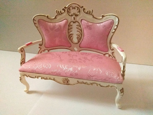 Диван и кресло для кукол Золото на белом Миниатюра 1:12  D JY-733 - фото товара фото 3