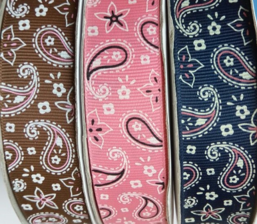 Лента репсовая 25 мм принт Пейсли фото 2