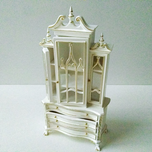 Шкаф-комод для кукол 3-х створчатый белый Миниатюра 1:12  D JY-9011 - фото товара фото 4