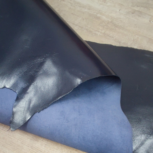 Кожа козы (шевро) 0,8 мм Черно-синий глянцевый Conceria Bonaudo Италия фото 6