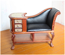 Миниатюра для кукол Козетка черная с тумбой Орех  - купить для кожевенного хобби