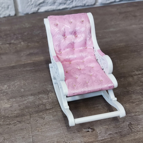 Кресло-качалка для кукол розовая обивка  D JY-K055 - фото товара фото 3