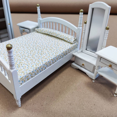 Спальный гарнитур для кукол 6 предметов Махагон/Белый фото 9