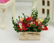 Цветы в прямоугольном горшке для кукольного дома  - купить для кожевенного хобби