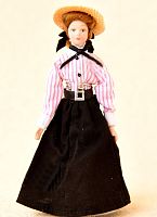 Кукла  Девушка в соломенной шляпе Миниатюра 1:12  - купить для кожевенного хобби