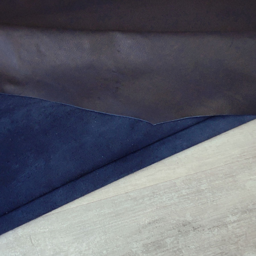 Кожа Хром-Велюр 1,3 мм Черно-синий фото 4