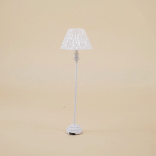 Торшер Белый на батарейке для кукол Миниатюра 1:12   - фото товара