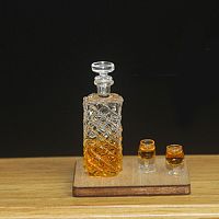 Графин с рюмками для кукольного дома  - купить для кожевенного хобби