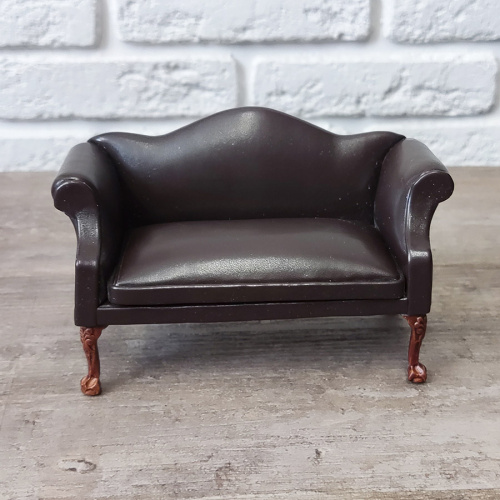 Диван для кукол Классика коричневый Миниатюра 1:12  D JY-0022 - фото товара фото 2