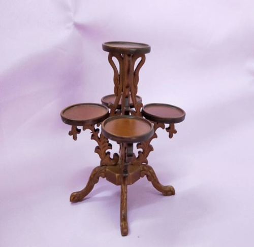 Подставка для цветов для кукол двухъярусная Орех/Белый фото 2 Подставка для цветов для кукол двухъярусная Орех/Белый фото 2