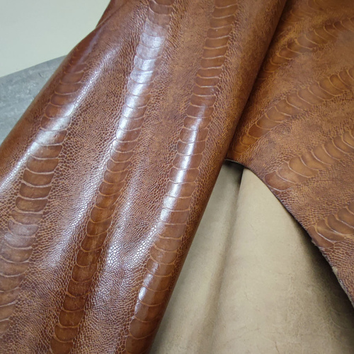 Кожа КРС 1,2 мм с тиснением Страус темный фото 2