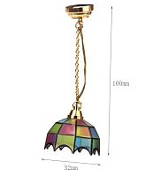 Люстра Витраж на батарейке для кукол Миниатюра 1:12  - купить для кожевенного хобби