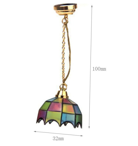 Люстра Витраж на батарейке для кукол Миниатюра 1:12   - фото товара