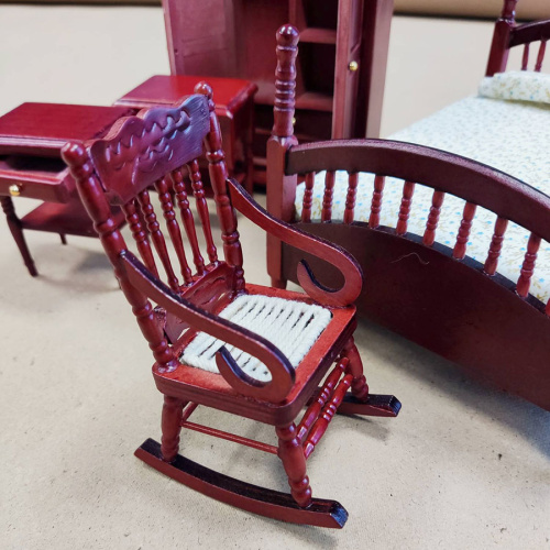 Спальный гарнитур для кукол 6 предметов Махагон/Белый фото 3